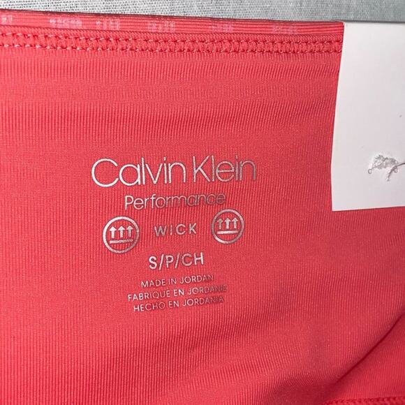 Calvin Klein Print Allover Stretch Ins. 7 Bike Shorts Orange Small - Picture 7 of 8